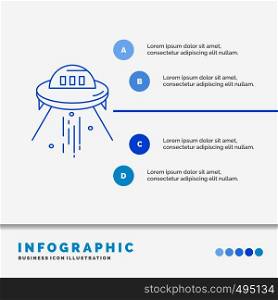 space ship, space, ship, rocket, alien Infographics Template for Website and Presentation. Line Blue icon infographic style vector illustration. Vector EPS10 Abstract Template background