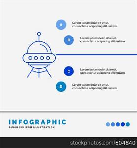 space ship, space, ship, rocket, alien Infographics Template for Website and Presentation. Line Blue icon infographic style vector illustration. Vector EPS10 Abstract Template background