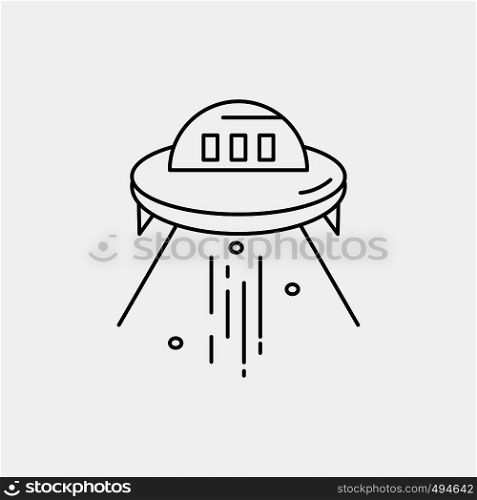 space ship, space, ship, rocket, alien Line Icon. Vector isolated illustration. Vector EPS10 Abstract Template background