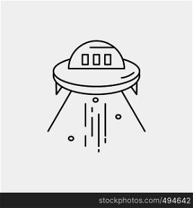 space ship, space, ship, rocket, alien Line Icon. Vector isolated illustration. Vector EPS10 Abstract Template background