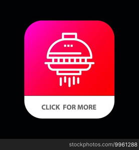 Space, Shuttle, Spacecraft, Ufo Mobile App Button. Android and IOS Line Version