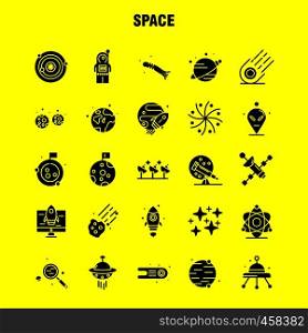 Space Solid Glyph Icons Set For Infographics, Mobile UX/UI Kit And Print Design. Include: Rocket, Space, Transportation, Moon, Planet, Space, Spaceship, Telescope, Icon Set - Vector
