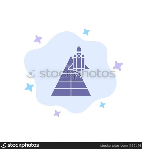 Space, Station, Aircraft, Spacecraft, Launch Blue Icon on Abstract Cloud Background