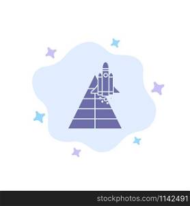 Space, Station, Aircraft, Spacecraft, Launch Blue Icon on Abstract Cloud Background