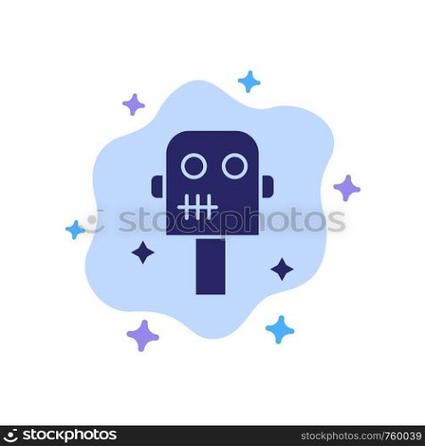 Space, Suit, Robot Blue Icon on Abstract Cloud Background