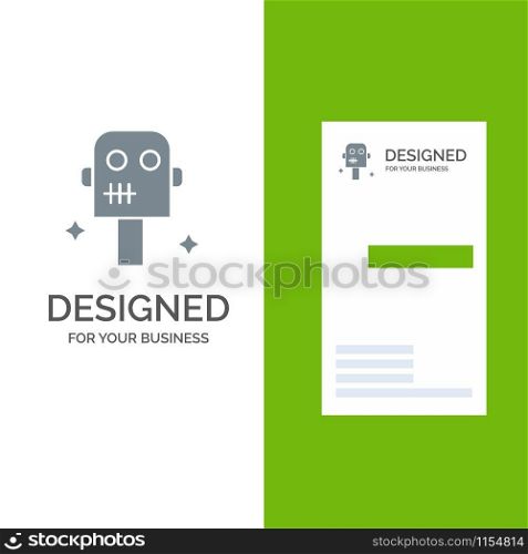 Space, Suit, Robot Grey Logo Design and Business Card Template