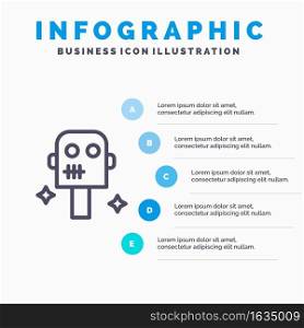 Space, Suit, Robot Line icon with 5 steps presentation infographics Background