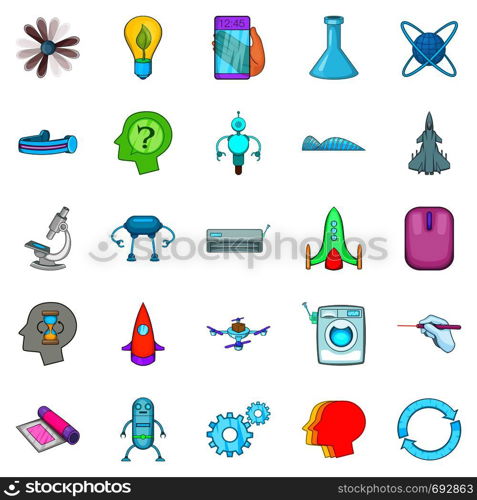 Space technology icons set. Cartoon set of 25 space technology vector icons for web isolated on white background. Space technology icons set, cartoon style