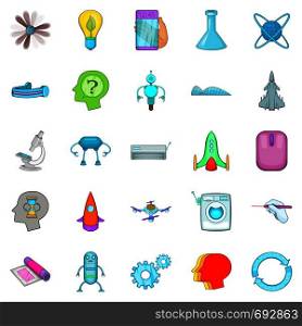 Space technology icons set. Cartoon set of 25 space technology vector icons for web isolated on white background. Space technology icons set, cartoon style