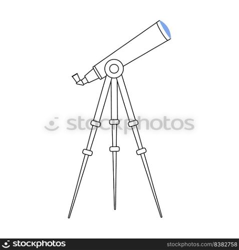 Space telescope semi flat color vector object. Equipment for studying astronomy. Investigative tool. Full sized item on white. Simple cartoon style illustration for web graphic design and animation. Space telescope semi flat color vector object