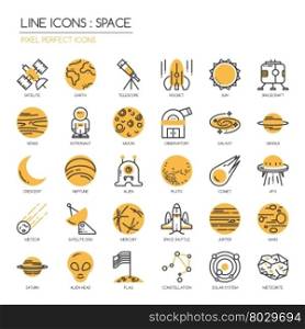 Space , thin line icons set ,pixel perfect icon