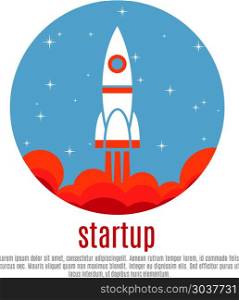 Space travel vector background with rocket, startup new business project concept. Space travel vector background with rocket, startup new business project concept. Business startup and launch rocket, new project innovation startup illustration