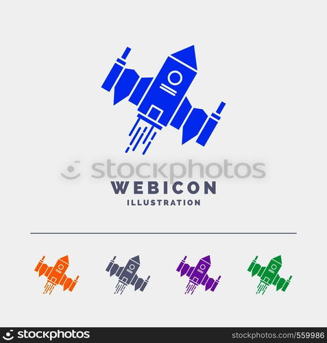 spacecraft, spaceship, ship, space, alien 5 Color Glyph Web Icon Template isolated on white. Vector illustration. Vector EPS10 Abstract Template background