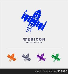 spacecraft, spaceship, ship, space, alien 5 Color Glyph Web Icon Template isolated on white. Vector illustration. Vector EPS10 Abstract Template background