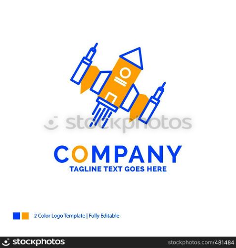 spacecraft, spaceship, ship, space, alien Blue Yellow Business Logo template. Creative Design Template Place for Tagline.
