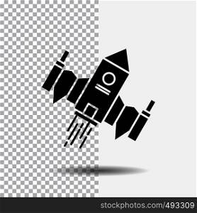 spacecraft, spaceship, ship, space, alien Glyph Icon on Transparent Background. Black Icon. Vector EPS10 Abstract Template background
