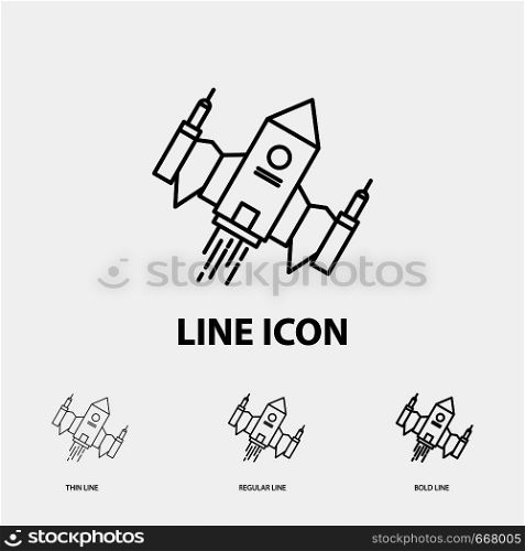 spacecraft, spaceship, ship, space, alien Icon in Thin, Regular and Bold Line Style. Vector illustration. Vector EPS10 Abstract Template background