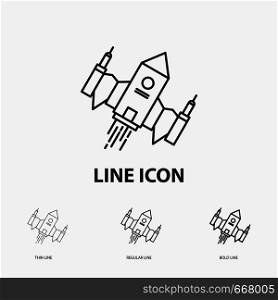 spacecraft, spaceship, ship, space, alien Icon in Thin, Regular and Bold Line Style. Vector illustration. Vector EPS10 Abstract Template background