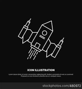 spacecraft, spaceship, ship, space, alien Icon. Line vector symbol for UI and UX, website or mobile application. Vector EPS10 Abstract Template background