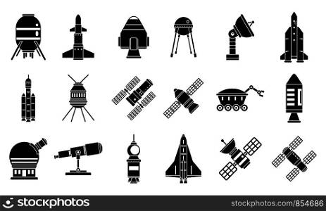 Spaceship research technology icons set. Simple set of spaceship research technology vector icons for web design on white background. Spaceship research technology icons set, simple style