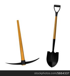 Spade and picks isolated on white background. Vector illustration.