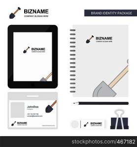 Spade Business Logo, Tab App, Diary PVC Employee Card and USB Brand Stationary Package Design Vector Template