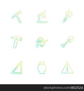 spade , hammer , trolley , caution , hardware , tools , constructions , labour , icon, vector, design, flat, collection, style, creative, icons , wrench , work ,