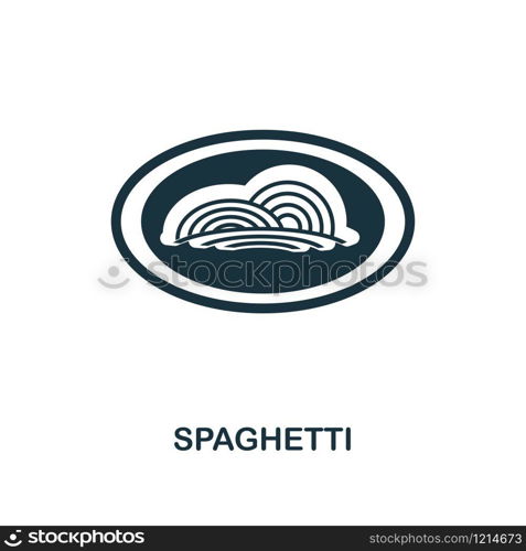 Spaghetti creative icon. Simple element illustration. Spaghetti concept symbol design from meal collection. Can be used for mobile and web design, apps, software, print.. Spaghetti icon. Monochrome style icon design from meal icon collection. UI. Illustration of spaghetti icon. Pictogram isolated on white. Ready to use in web design, apps, software, print.
