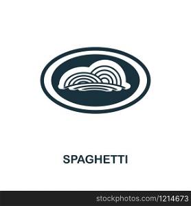 Spaghetti creative icon. Simple element illustration. Spaghetti concept symbol design from meal collection. Can be used for mobile and web design, apps, software, print.. Spaghetti icon. Monochrome style icon design from meal icon collection. UI. Illustration of spaghetti icon. Pictogram isolated on white. Ready to use in web design, apps, software, print.
