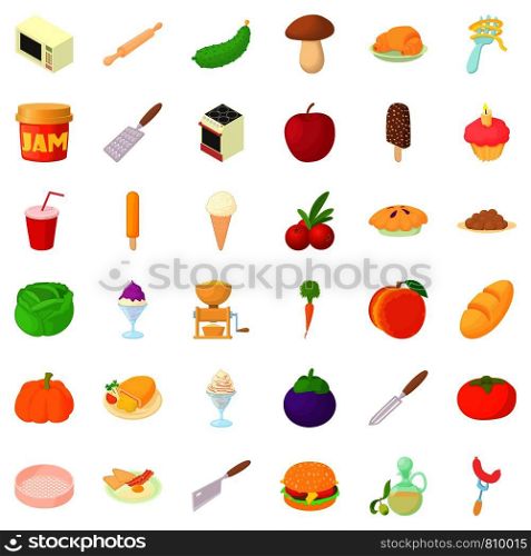 Spaghetti icons set. Cartoon style of 36 spaghetti vector icons for web isolated on white background. Spaghetti icons set, cartoon style
