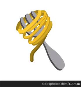 Spaghetti on a fork icon in cartoon style on a white background . Spaghetti on a fork icon, cartoon style