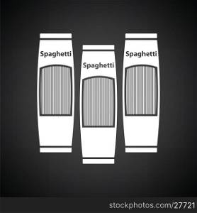 Spaghetti package icon. Black background with white. Vector illustration.