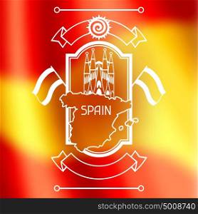 Spain background design on blurred flag. Spanish traditional symbols and objects. Spain background design on blurred flag. Spainish traditional symbols and objects.