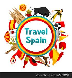 Spain background design. Spanish traditional symbols and objects. Spain background design. Spanish traditional symbols and objects.