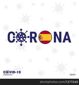 Spain Coronavirus Typography. COVID-19 country banner. Stay home, Stay Healthy. Take care of your own health