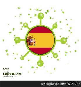 Spain Coronavius Flag Awareness Background. Stay home, Stay Healthy. Take care of your own health. Pray for Country