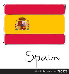 Spain country flag doodle with text isolated on white