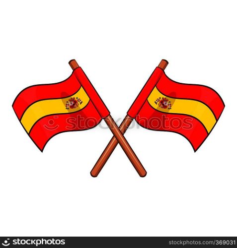 Spain crossed flag icon in cartoon style isolated on white background vector illustration. Spain crossed flag icon, cartoon style