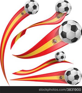 spain flag set with soccer ball