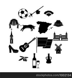 Spain travel icons set. Simple illustration of 16 Spain travel vector icons for web. Spain travel icons set, simple style
