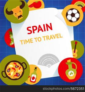 Spain travel tourist attractions time to travel background template vector illustration