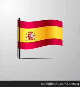 Spain waving Shiny Flag design vector