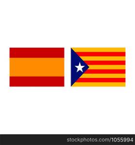 Spain with Catalonia flag sign icons. Vector. Spain with Catalonia flag