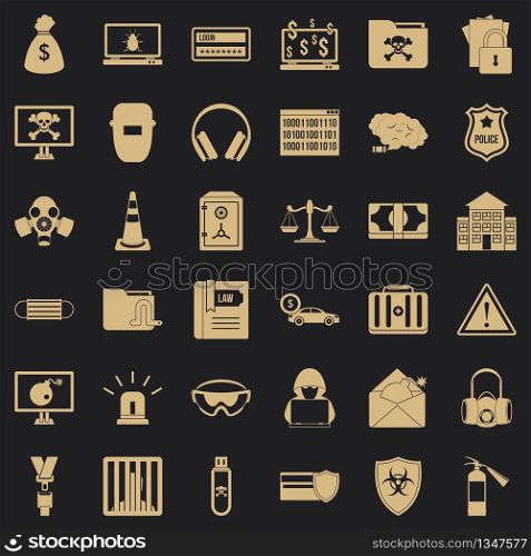 Spam virus icons set. Simple style of 36 spam virus vector icons for web for any design. Spam virus icons set, simple style