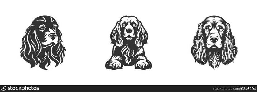 Spaniel icons. Drawing vector illustration.