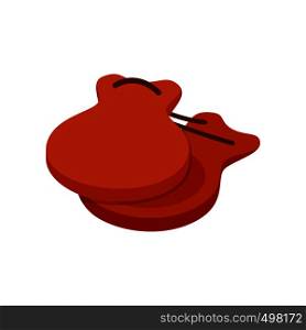 Spanish castanets icon in isometric 3d style on a white background. Spanish castanets icon, isometric 3d style