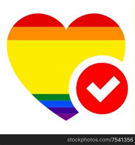 Spanish LGBT flag in heart shape, vector illustration for your design. flag in heart shape, vector illustration for your design