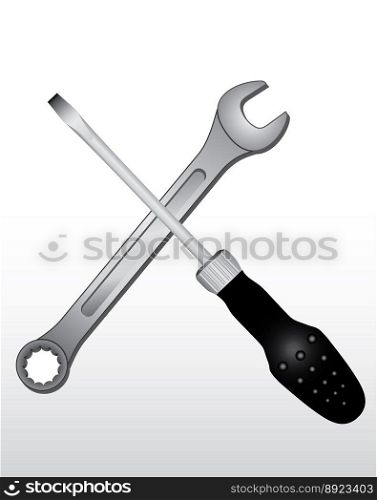 Spanner and screw driver vector image