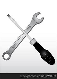 Spanner and screw driver vector image