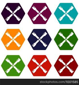 Spanner icons 9 set coloful isolated on white for web. Spanner icons set 9 vector